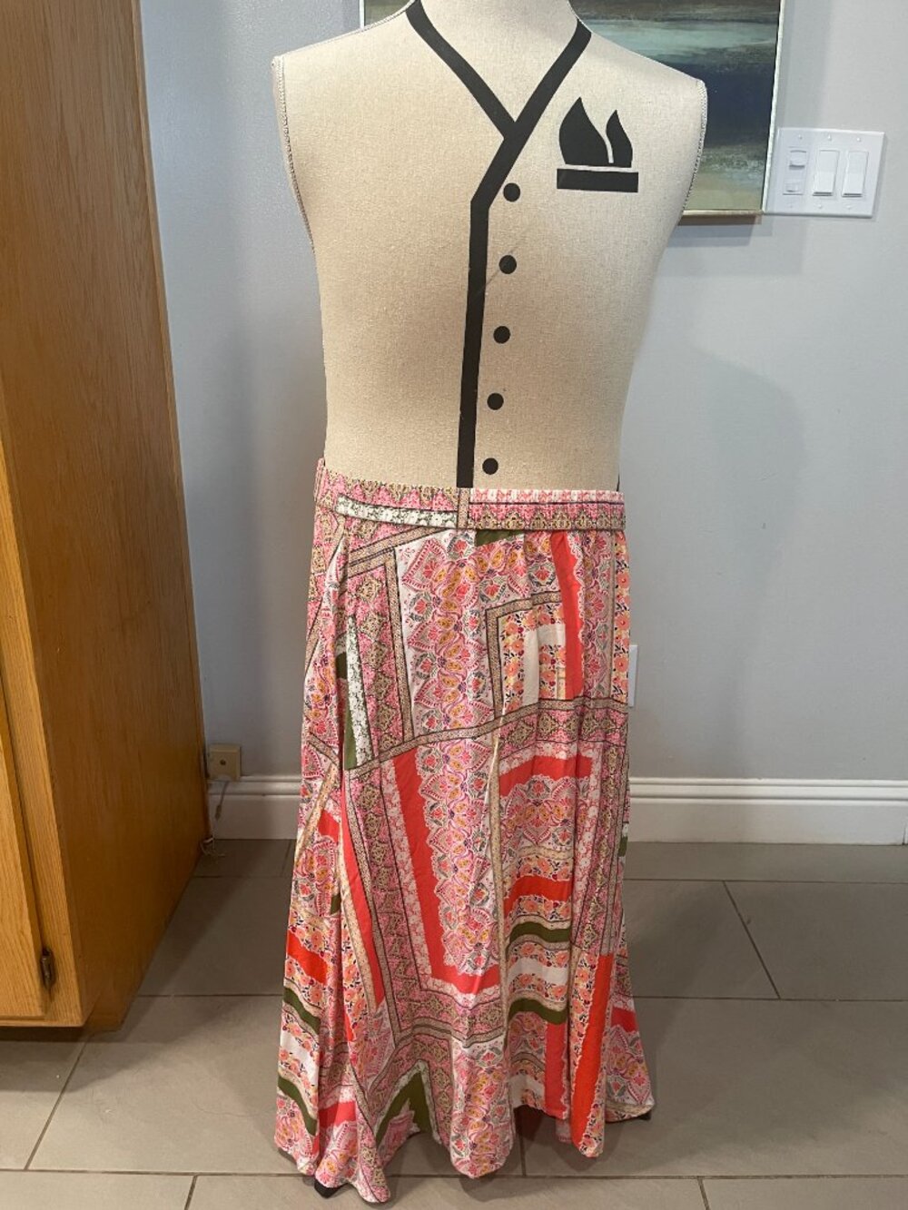 Roz and Ali Boho Abstract Paisley Pull on Maxi Skirt Size 1X Cottagecore Farm
